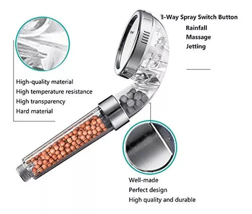 Cabezal de ducha iónico con 3 modos